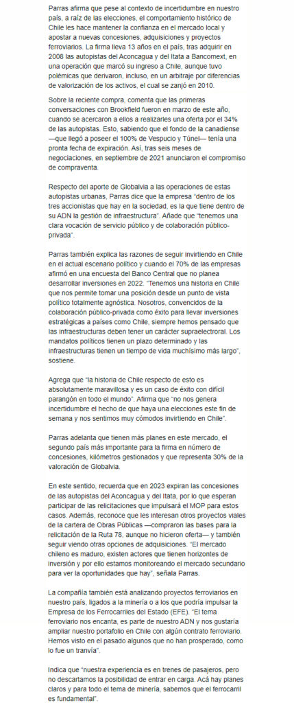 Globalvía cuenta por qué sigue invirtiendo en autopistas en Chile y